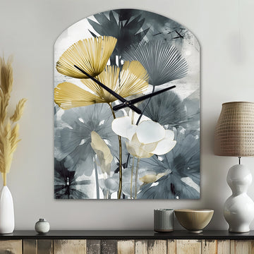 Tropical_Palm_Art_For_Ginkgo Art V - Asymmetric Metal Wall Clock